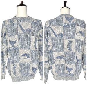 Carmel | Men | Vintage Checker Patchwork Grandpa Golf Theme Knit Sweater | Large